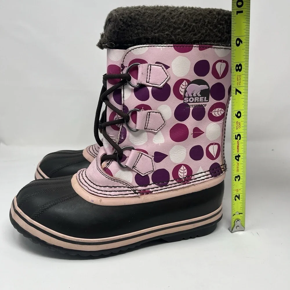 Sorel Yoot Pac Pink Purple Snowflake Waterproof Snow Boots Big Girl Youth Size 4